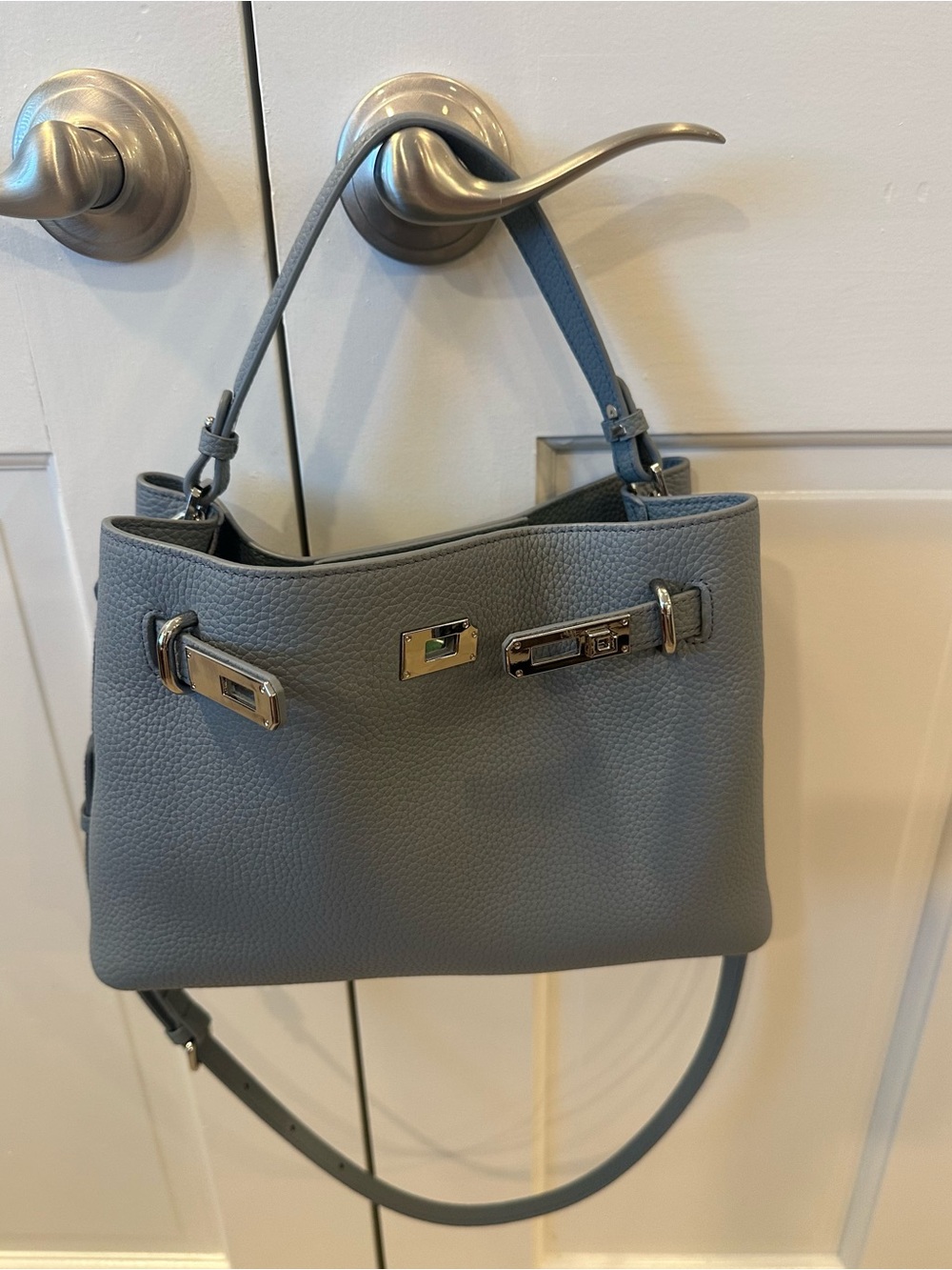 NEW Parker & Hyde steel grey Pebbled Leather Designer inspired Satchel/handbag - Picture 4 of 16